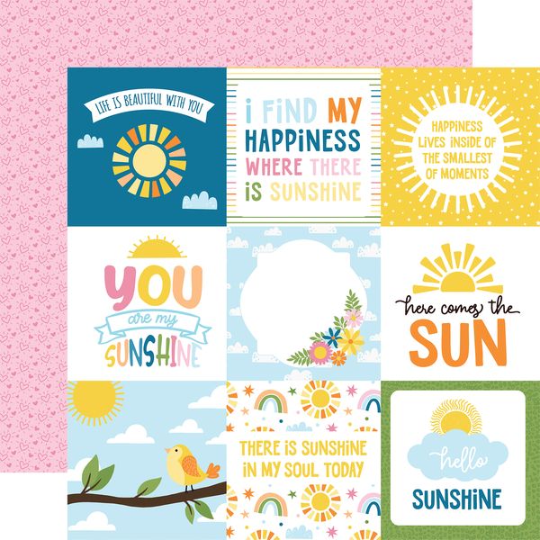 Echo Park You Are My Sunshine 4x4 Journaling Cards 12x12 DS Patterned Paper (1 Sheet) (1 Sheet)