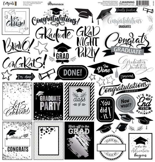 Reminisce Congrats Grad 12x12 Sticker