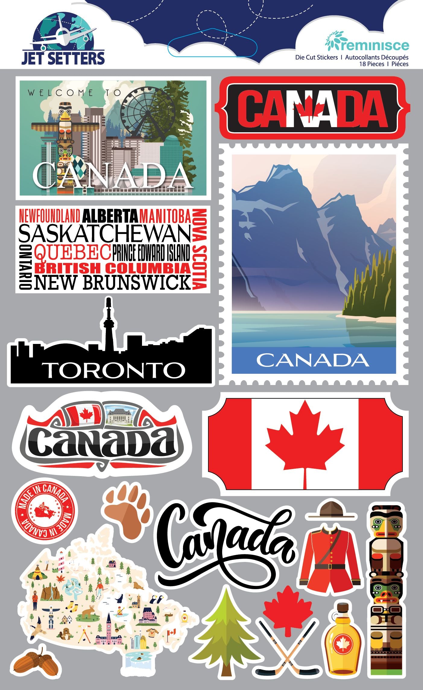 Reminisce Canada 3D Jetsetters Stickers