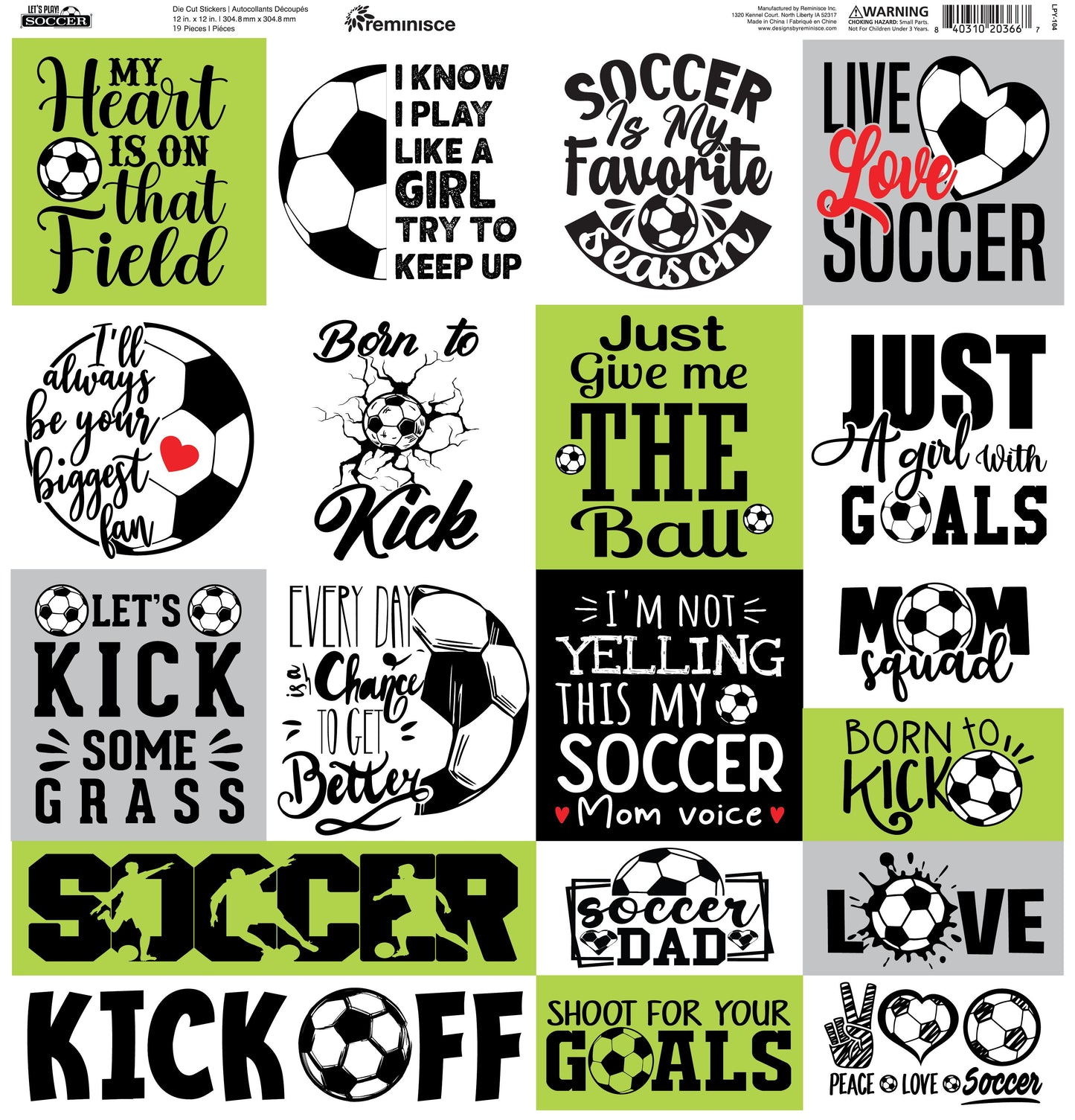 Reminisce Let's Play Soccer 12x12 Sticker