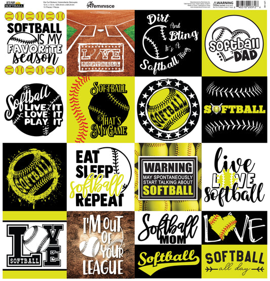 Reminisce Let's Play Softball 12x12 Sticker