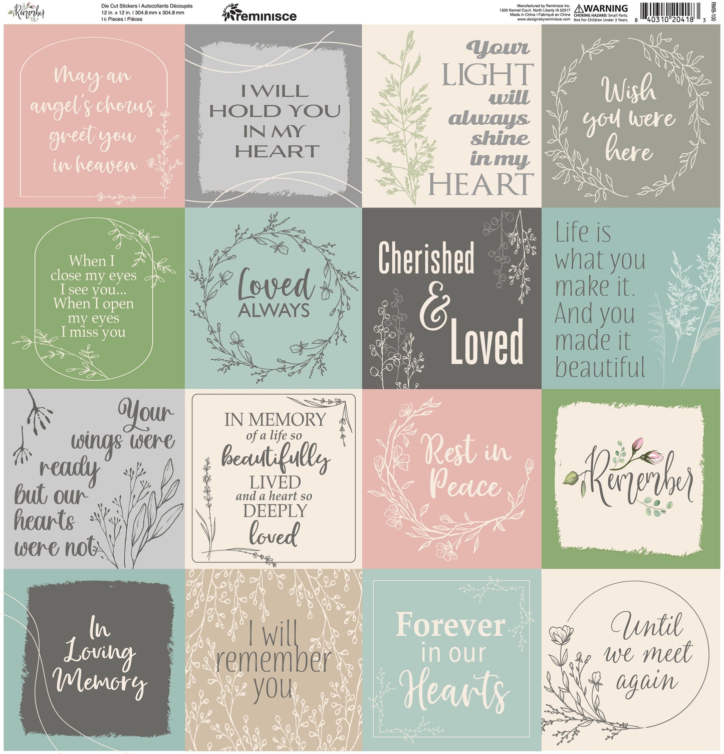 Reminisce Remember 12x12 Sticker